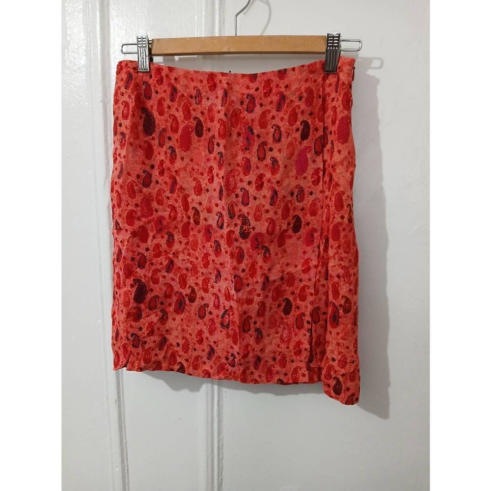 Christina Lacroix womens small designer paisley boho red orange mini skirt